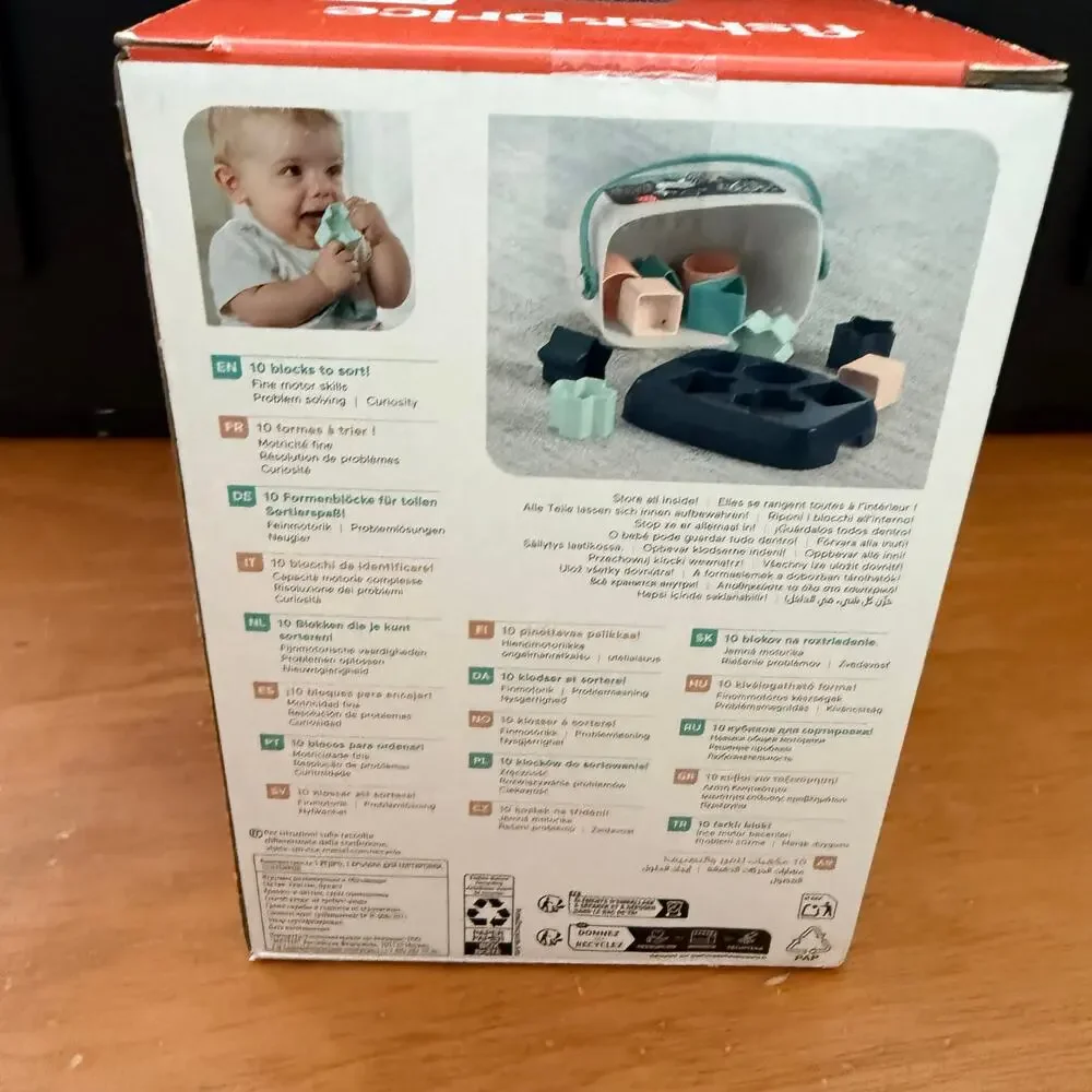 NEW Fisher-Price Baby's First Blocks Shape Sorter Toy Set Navy Blue Fawn